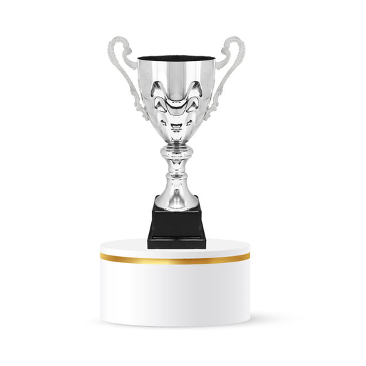 Copa metálica con asas en plata. unidad