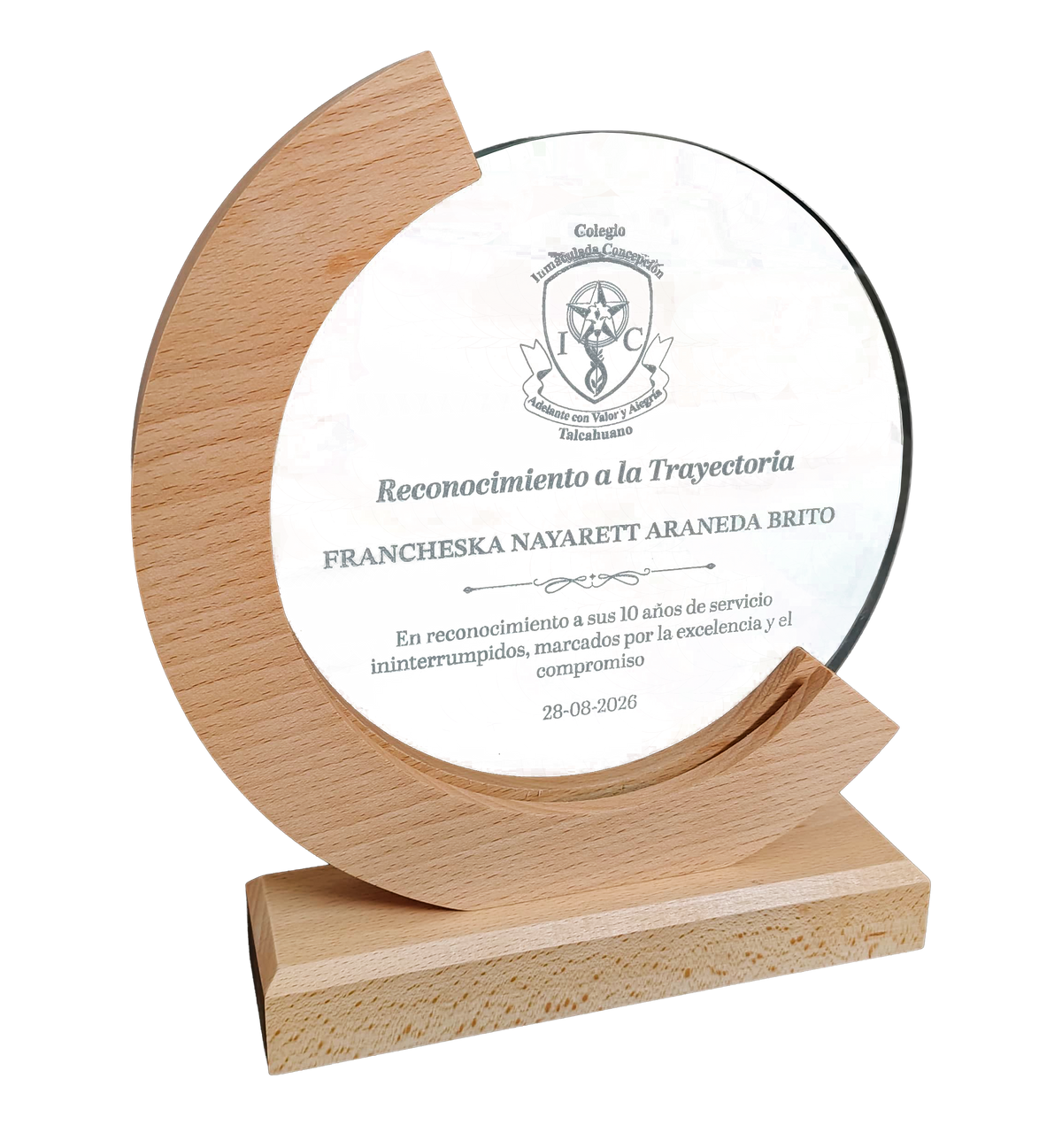 Cristal/madera redondo
