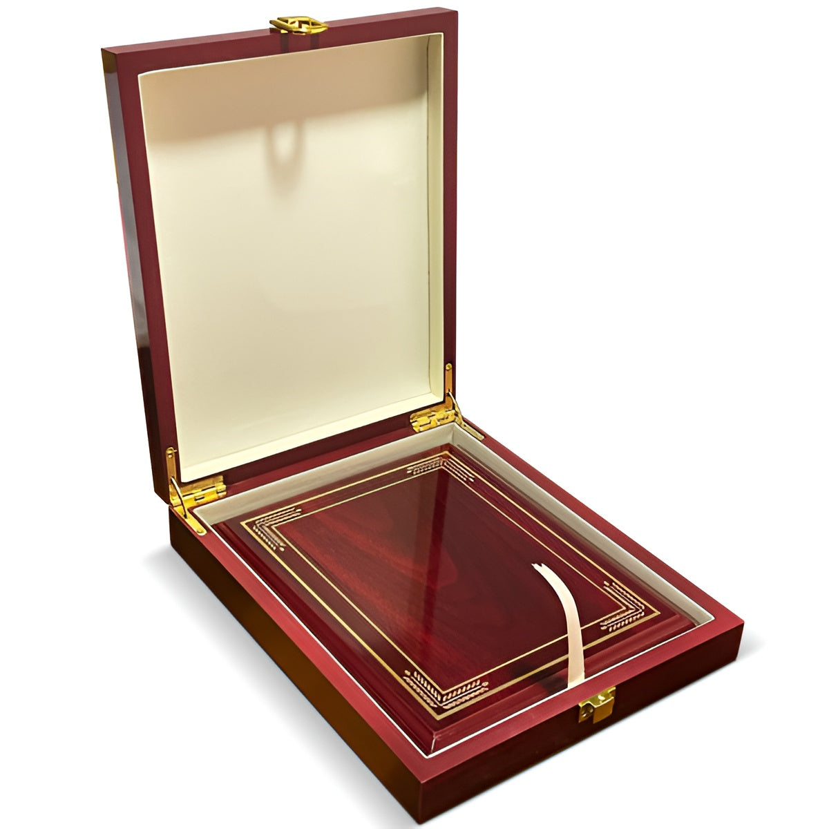 Retablo ribetes dorados y caja de madera