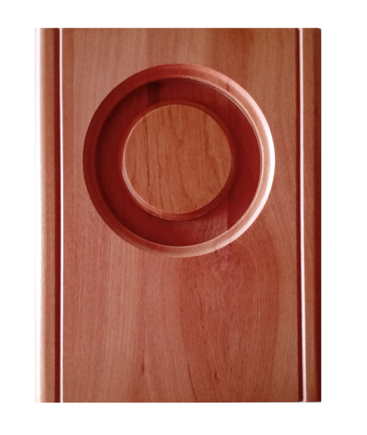 Retablo madera con circulo calado
