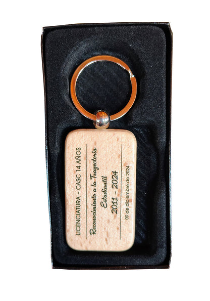 Llavero bambu rectangular